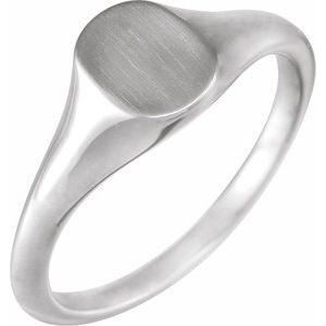 Sterling Silver Oval 8 X 6 Mm Brush Polished Oval Signet Ring Size 7