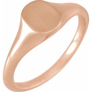 14K Rose Gold Oval 8 X 6 Mm Brush Polished Oval Signet Ring Size 7