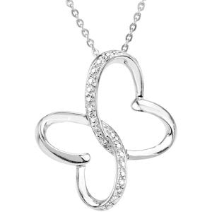 Sterling Silver Round H-J I3 Wings Of Comfort Necklace, Length: 18 In