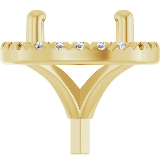 14K Yellow Or White Or Rose Gold Or Platinum Round 4-Prong Si1/Si2, G-H Polished Lab-Grown Diamond Semi-Set French-Set Halo-Style Peg Setting