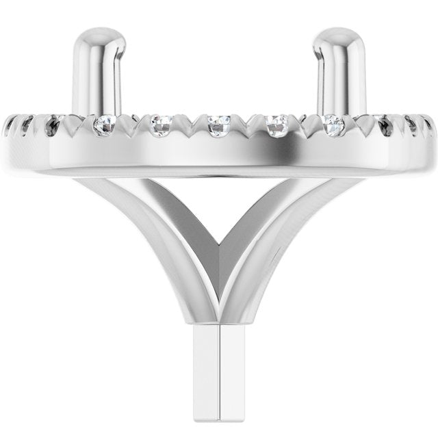 14K Yellow Or White Or Rose Gold Or Platinum Round 4-Prong Si1/Si2, G-H Polished Lab-Grown Diamond Semi-Set French-Set Halo-Style Peg Setting
