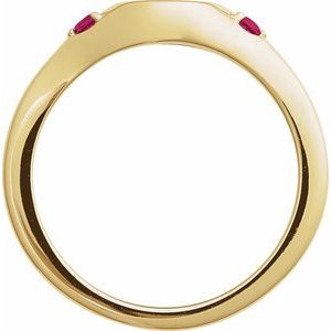 14K Yellow Gold Round 2 Mm Polished Lab-Grown Ruby Signet Ring Size 7