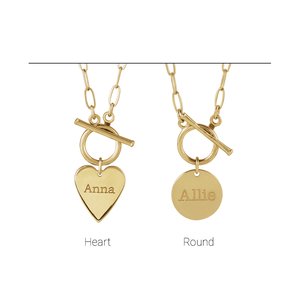 14K Yellow Gold Heart 15.6 X 12 Mm 18 In Polished Engravable Heart Toggle Styled Necklace