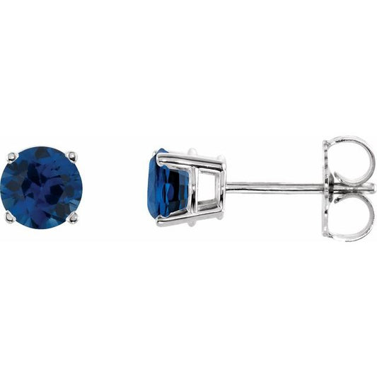 14K Yellow Or White Gold Round Friction 4-Prong Lab-Grown Gemstone Stud Earrings