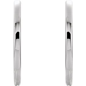 14K White Gold Pair Hinged Hoop Earrings, Length: 24 Mm, Thickness: 2.6 Mm