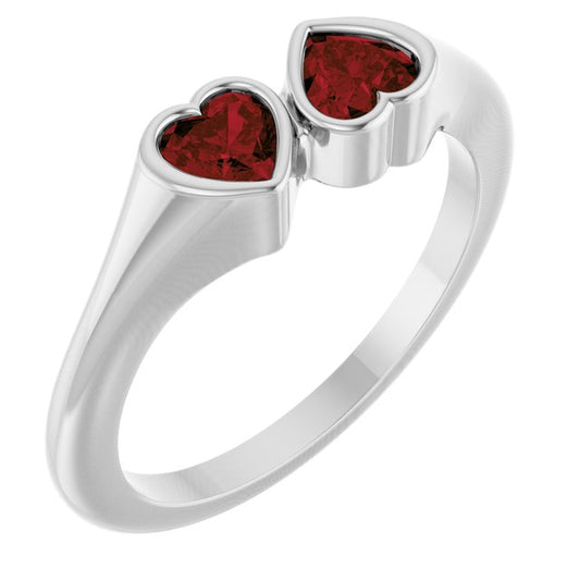 14K Yellow Gold Or Sterling Silver 4 X 4 Mm Polished Natural Gem Two-Stone Bezel Set Ring