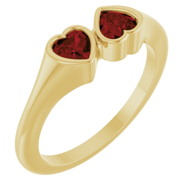 14K Yellow Gold Or Sterling Silver 4 X 4 Mm Polished Natural Gem Two-Stone Bezel Set Ring