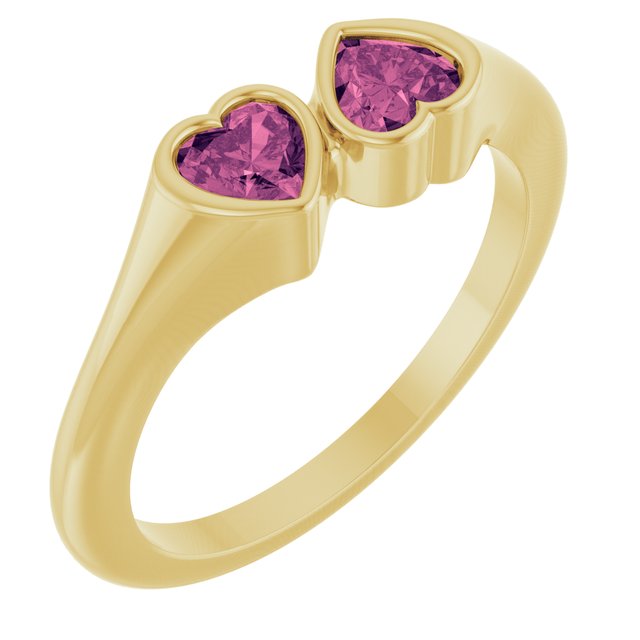 14K Yellow Gold Or Sterling Silver 4 X 4 Mm Polished Natural Gem Two-Stone Bezel Set Ring
