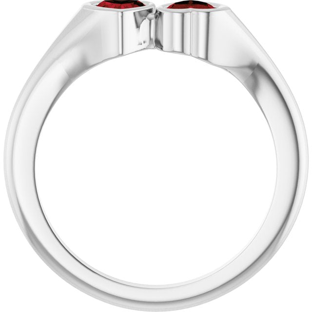 14K Yellow Gold Or Sterling Silver 4 X 4 Mm Polished Natural Gem Two-Stone Bezel Set Ring
