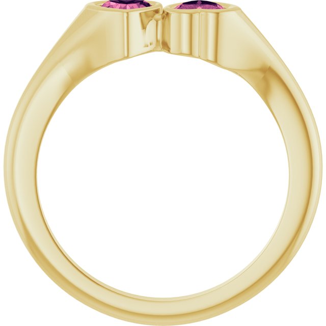 14K Yellow Gold Or Sterling Silver 4 X 4 Mm Polished Natural Gem Two-Stone Bezel Set Ring