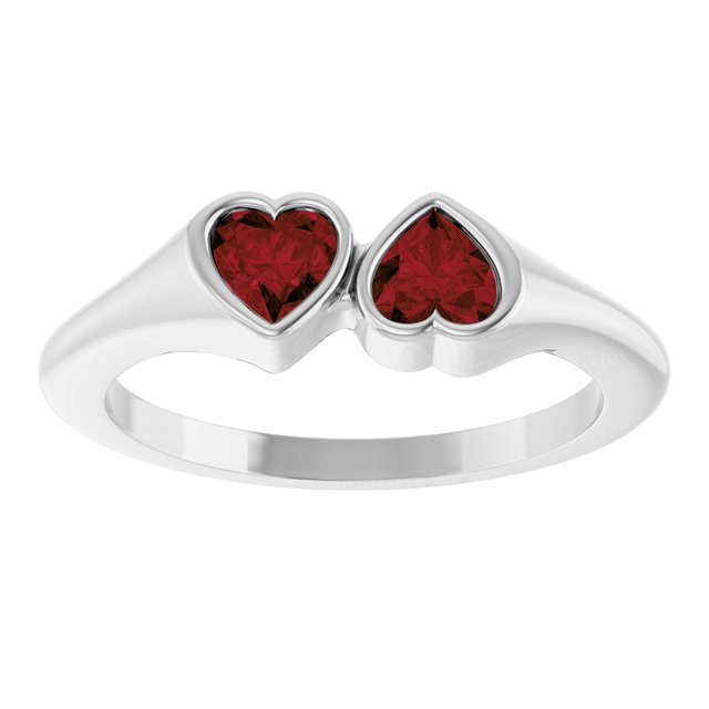 14K Yellow Gold Or Sterling Silver 4 X 4 Mm Polished Natural Gem Two-Stone Bezel Set Ring