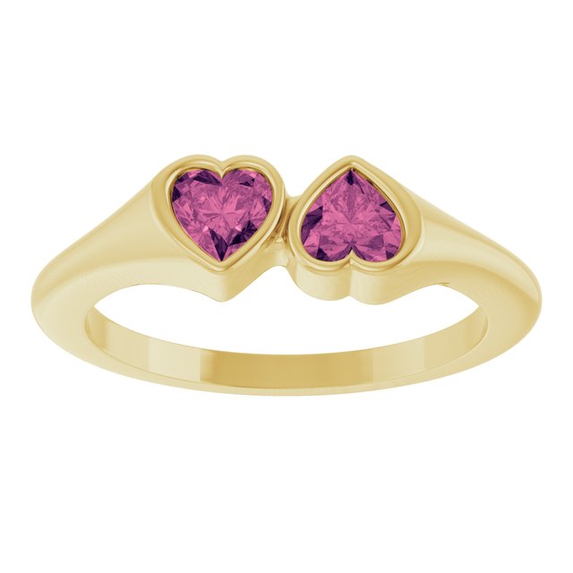14K Yellow Gold Or Sterling Silver 4 X 4 Mm Polished Natural Gem Two-Stone Bezel Set Ring