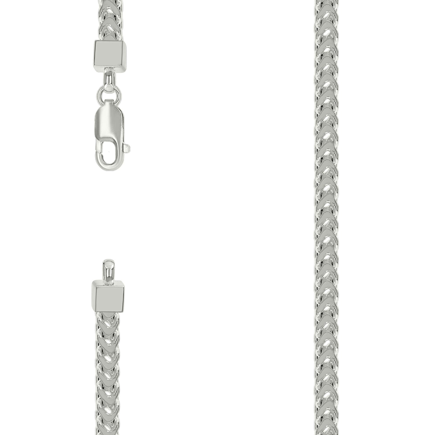 Sterling Silver Or Rhodium Plated Hollow Franco Chain