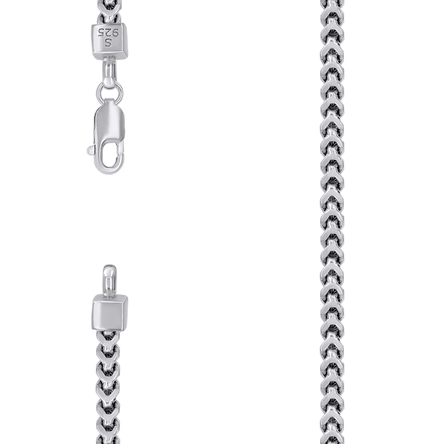 Sterling Silver Or Rhodium Plated Hollow Franco Chain