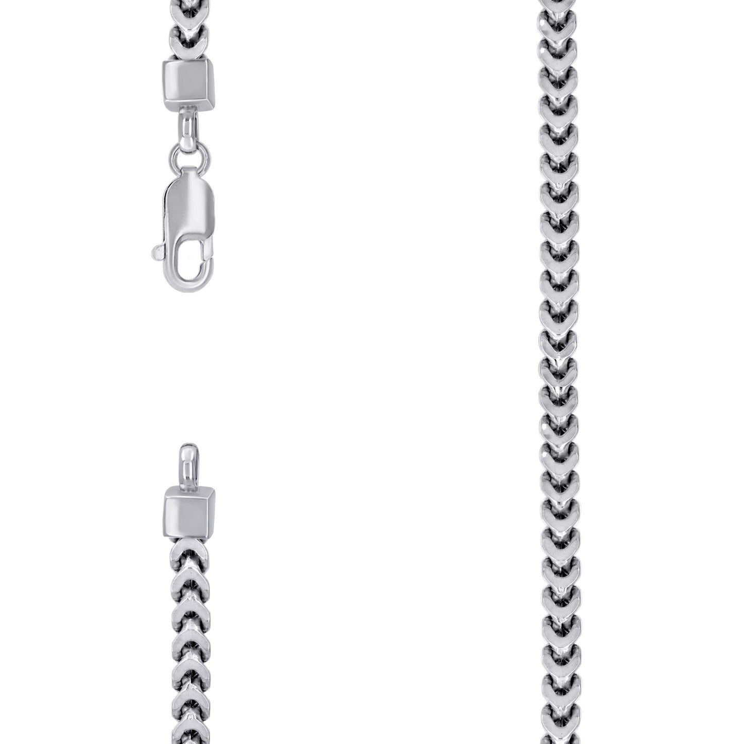 Sterling Silver Or Rhodium Plated Hollow Franco Chain