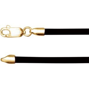 Sterling Silver Lobster Clasp Black Rubber Cord, Length: 24 In, Width: 3 Mm