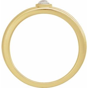14K Yellow Gold  Round 3 Mm Polished Natural Rainbow Moonstone Cabachon Solitaire Ring Size 7