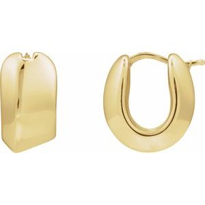 14K Yellow Gold Pair Electroform Puffed Hoop Earrings, Length: 19 Mm, Thickness: 10.7 Mm