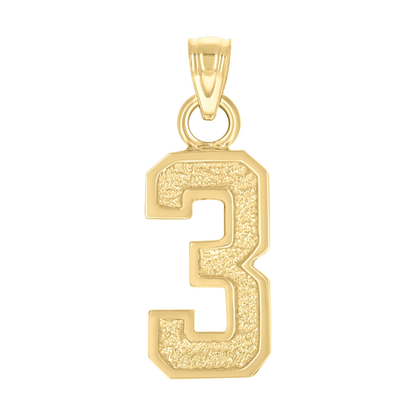 14K Yellow Gold Unisex Initial Number Charm Pendant