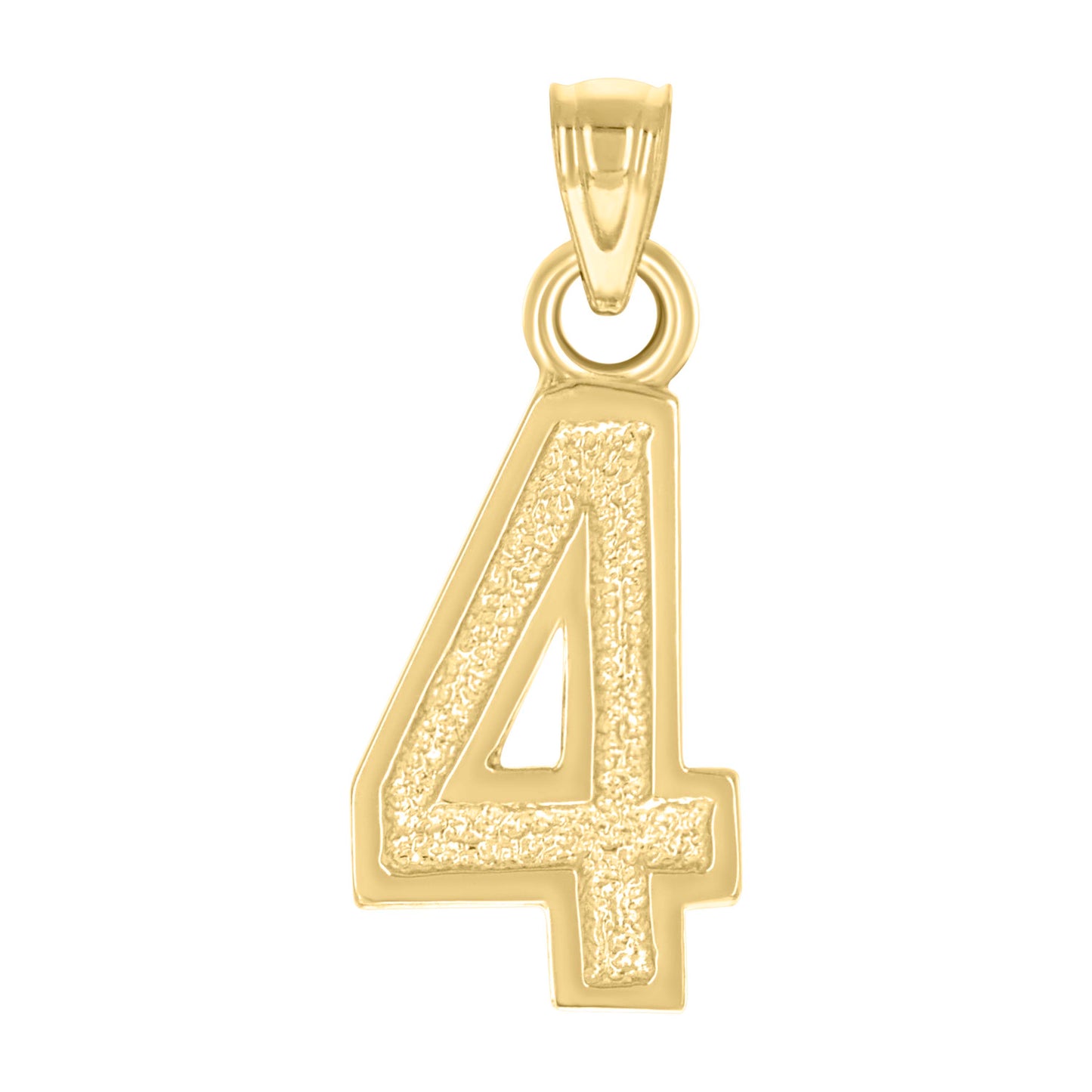 14K Yellow Gold Unisex Initial Number Charm Pendant