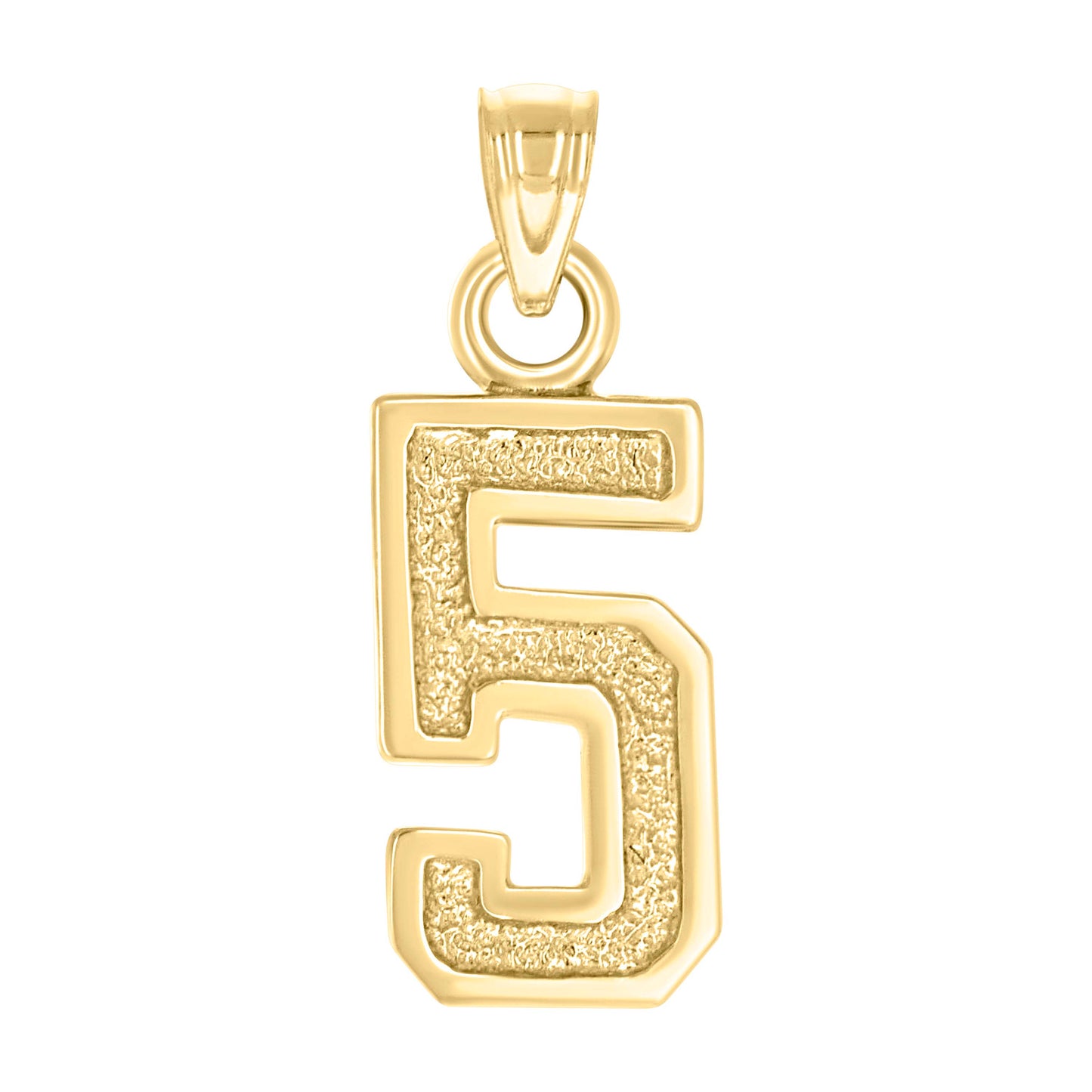 14K Yellow Gold Unisex Initial Number Charm Pendant