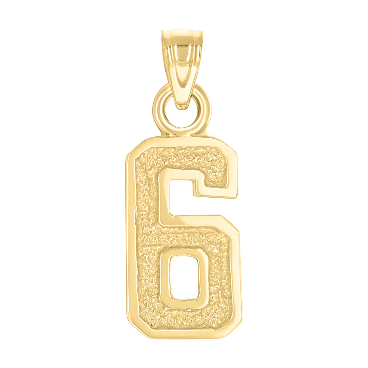 14K Yellow Gold Unisex Initial Number Charm Pendant