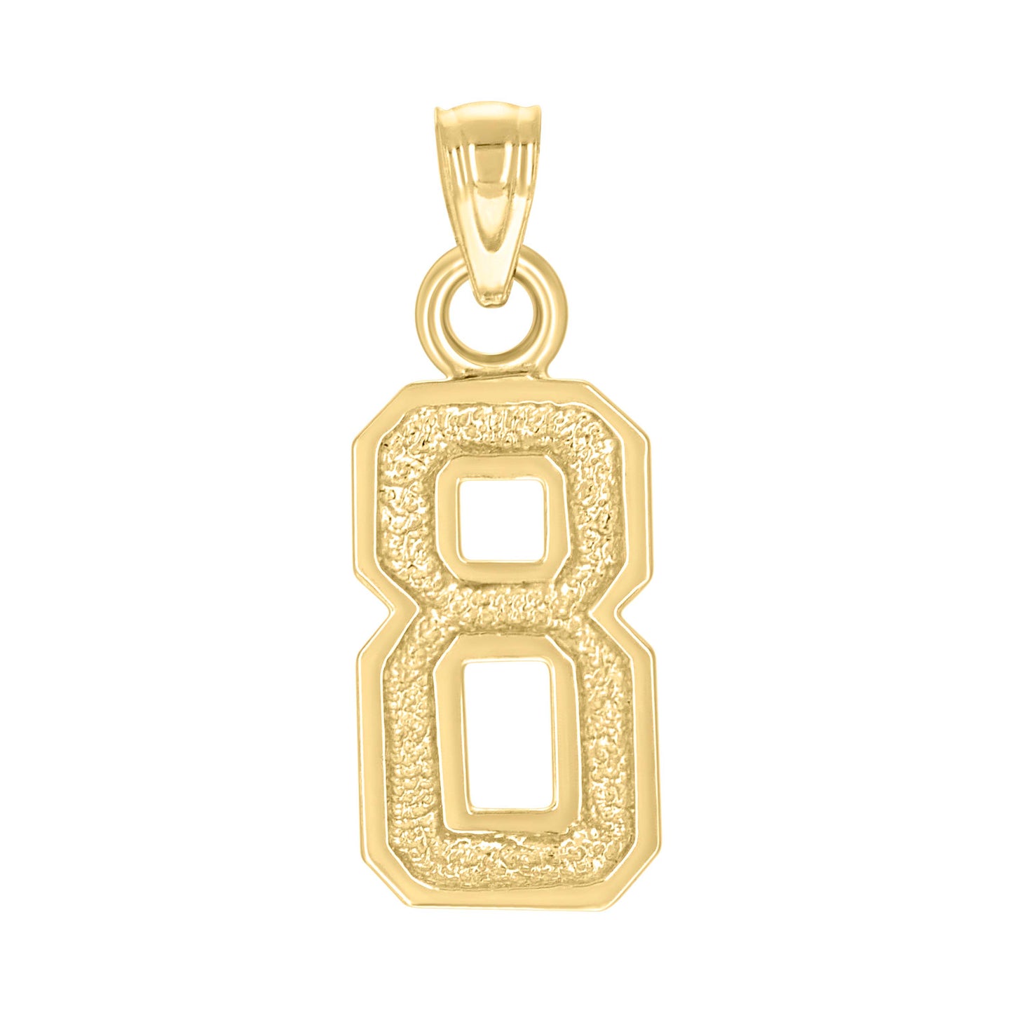 14K Yellow Gold Unisex Initial Number Charm Pendant