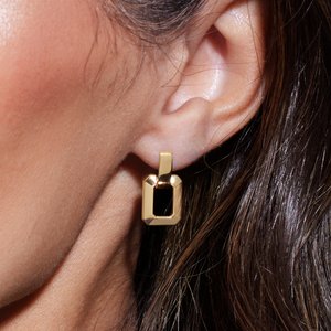 Sterling Silver 13 X 10 Mm Pair Friction Backs Included Polished Geometric Drop Earrings