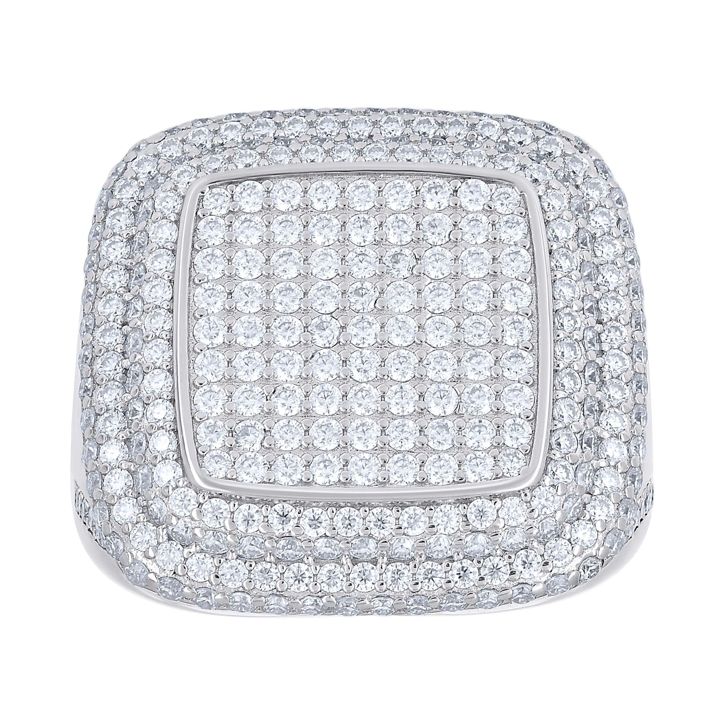 Sterling Silver Men's Moissanite Square Head Fashion Bridal Anniversary Wedding Engagement Band Ring
