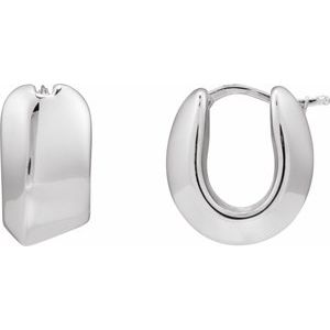 Sterling Silver Pair Electroform Puffed Hoop Earrings, Length: 18.3 Mm, Thickness: 12 Mm