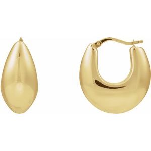 14K Yellow Gold Pair Electroform Tapered Hoop Earrings, Length: 25.1 Mm, Thickness: 11.9 Mm
