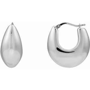 Sterling Silver Pair Electroform Tapered Hoop Earrings, Length: 25.1 Mm, Thickness: 11.9 Mm