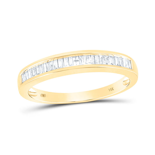14K Yellow Gold Womens Baguette Diamond Wedding Band 1/4 Cttw, Womens Size: 5-10