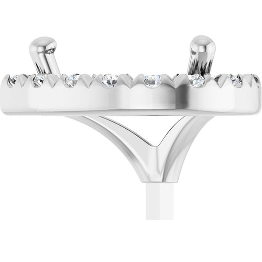 Platinum Pear 3-Prong 9 X 6Mm Si1-Si2, G-H Polished 1/5 Ctw Lab-Grown Diamond Semi-Set French-Set Halo-Style Peg Setting
