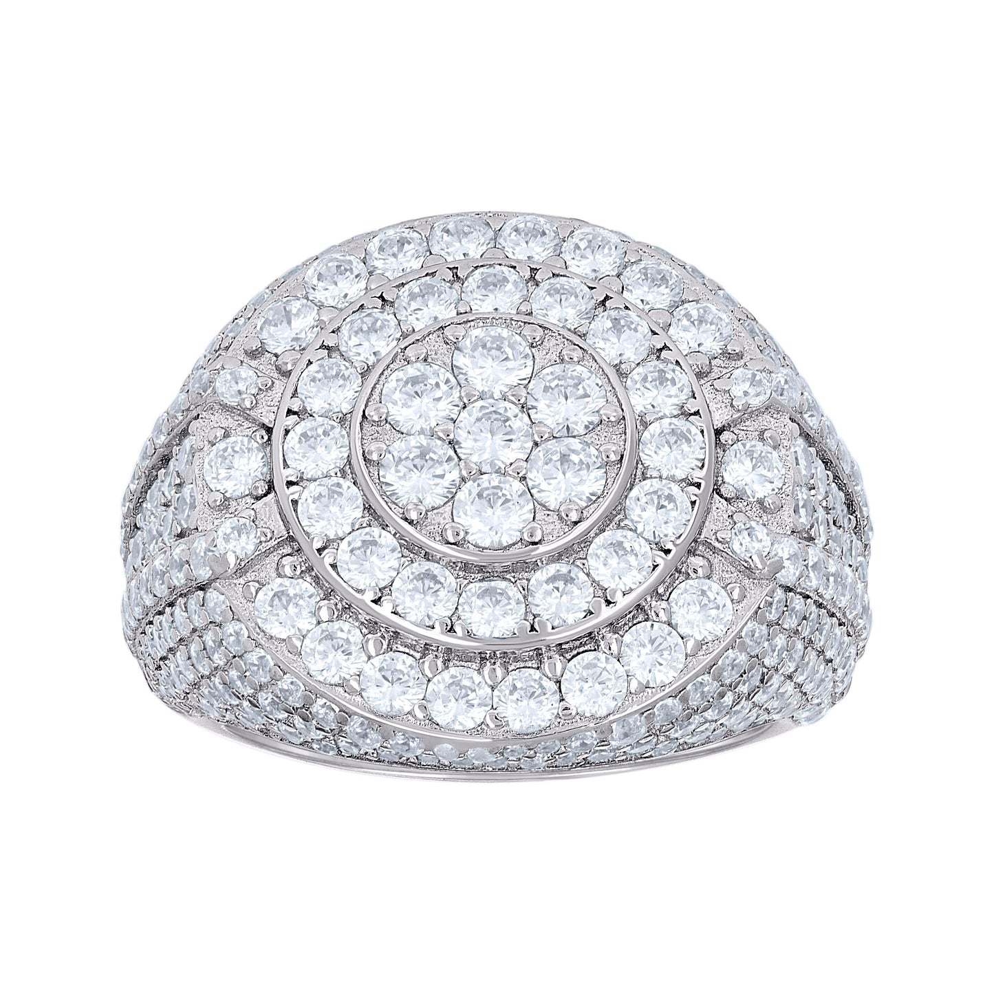 Sterling Silver Men's Cubic-Zirconia Cluster Round Head Fashion Bridal Anniversary Wedding Engagement Band Ring