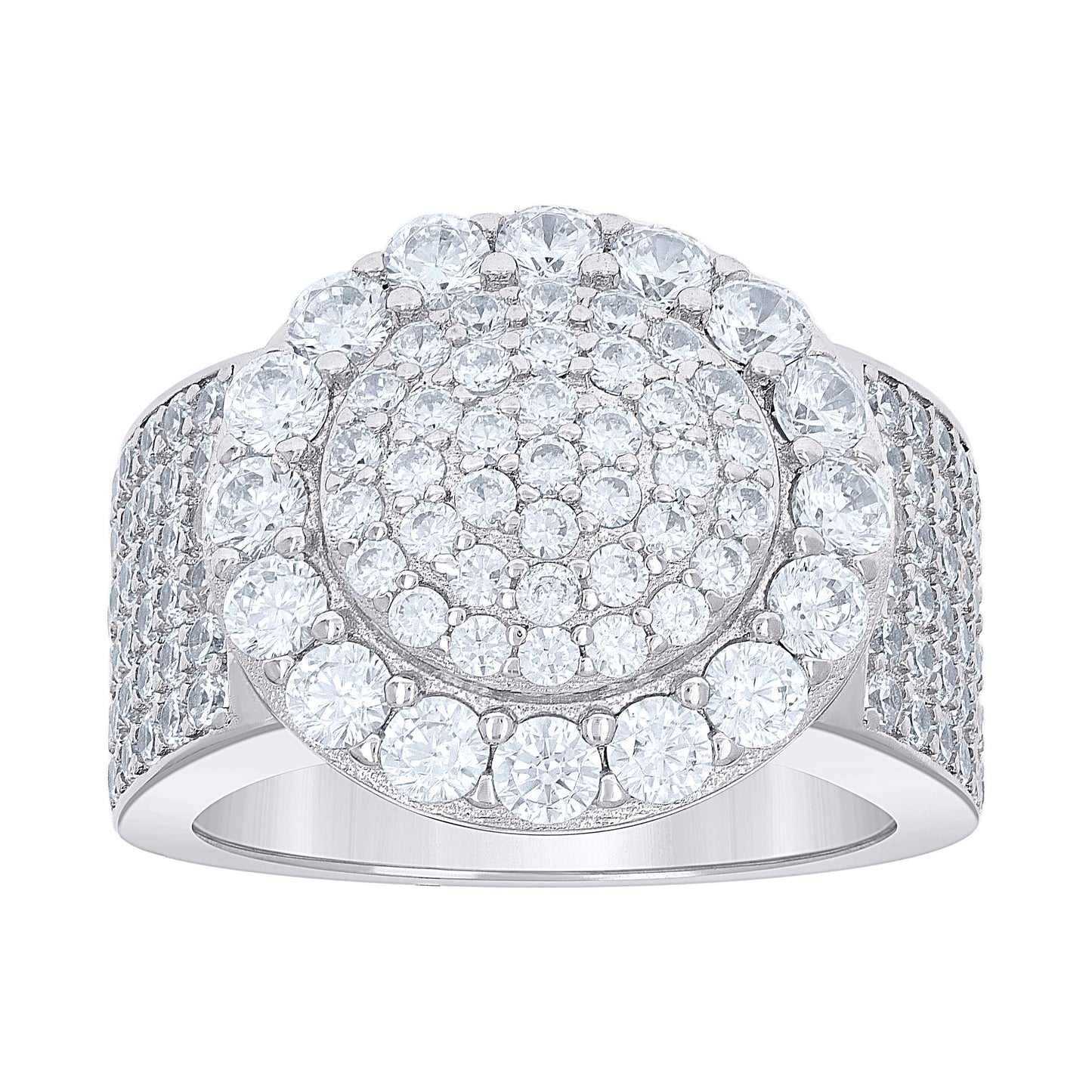 Sterling Silver Men's Cubic-Zirconia Cluster Round Head Fashion Bridal Anniversary Wedding Engagement Band Ring