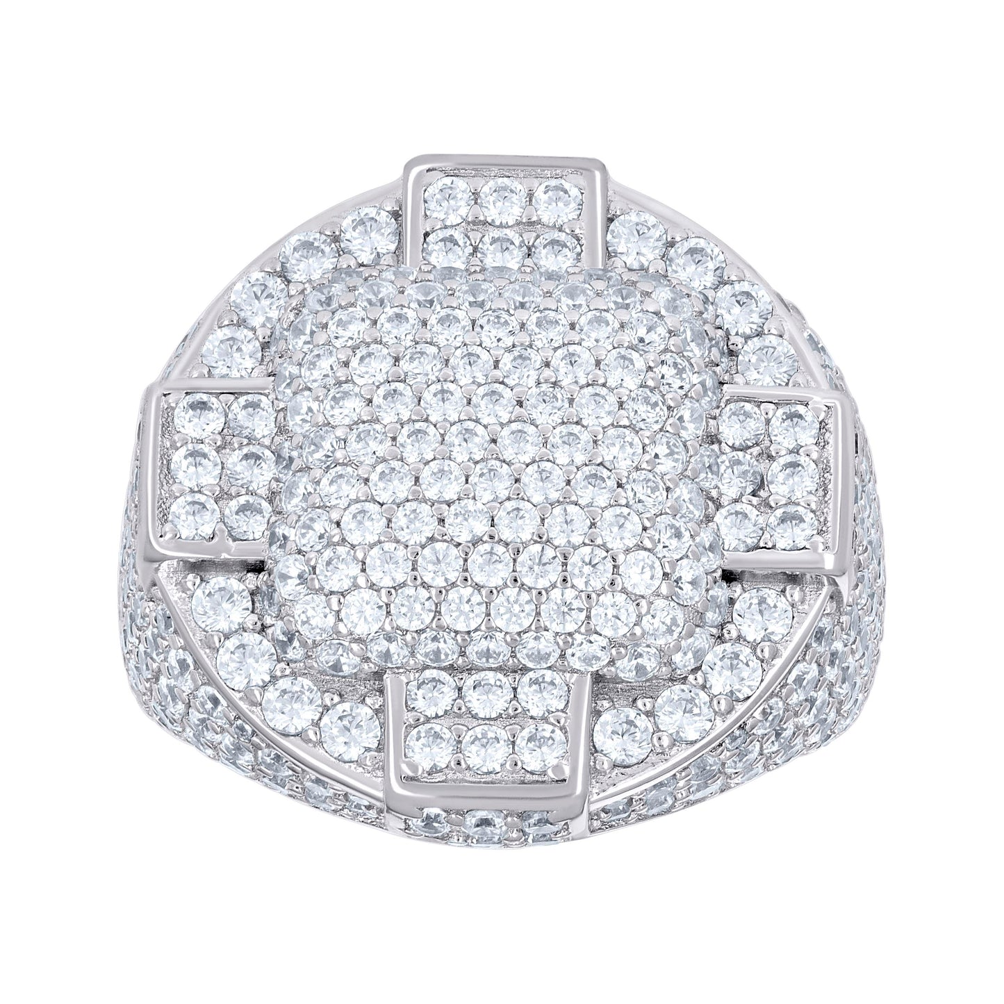 Sterling Silver Men's Cubic-Zirconia Cluster Round Head Fashion Bridal Anniversary Wedding Engagement Band Ring