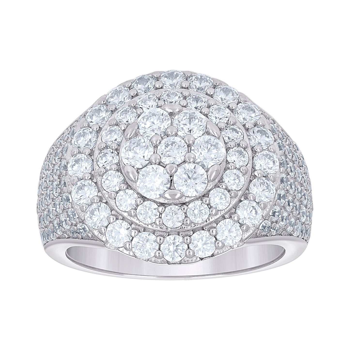 Sterling Silver Men's Cubic-Zirconia Cluster Round Head Fashion Bridal Anniversary Wedding Engagement Band Ring