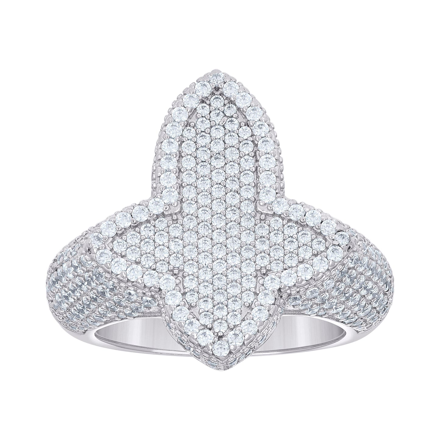 Sterling Silver Mens Cubic-Zirconia Cluster Cross Religious Bridal Anniversary Wedding Engagement Band Ring