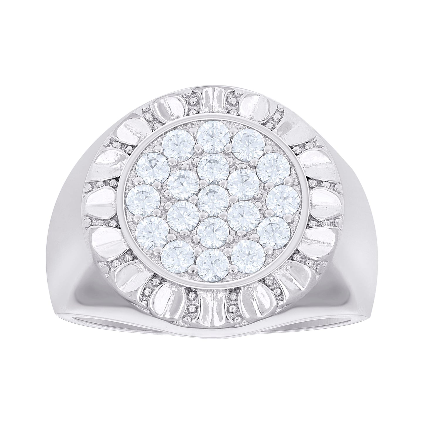 Sterling Silver Mens Cubic-Zirconia Round Head Fashion Bridal Anniversary Wedding Engagement Band Ring