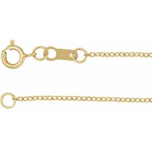 10K Yellow Or White Or Rose Gold 1 Mm 16-18 In Spring Ring Polished Cable Chain