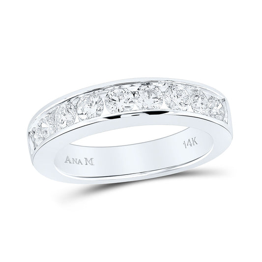 14K White Gold Womens Round Channel-set Diamond Single Row Wedding Band 1 Cttw, Womens Size: 5-10