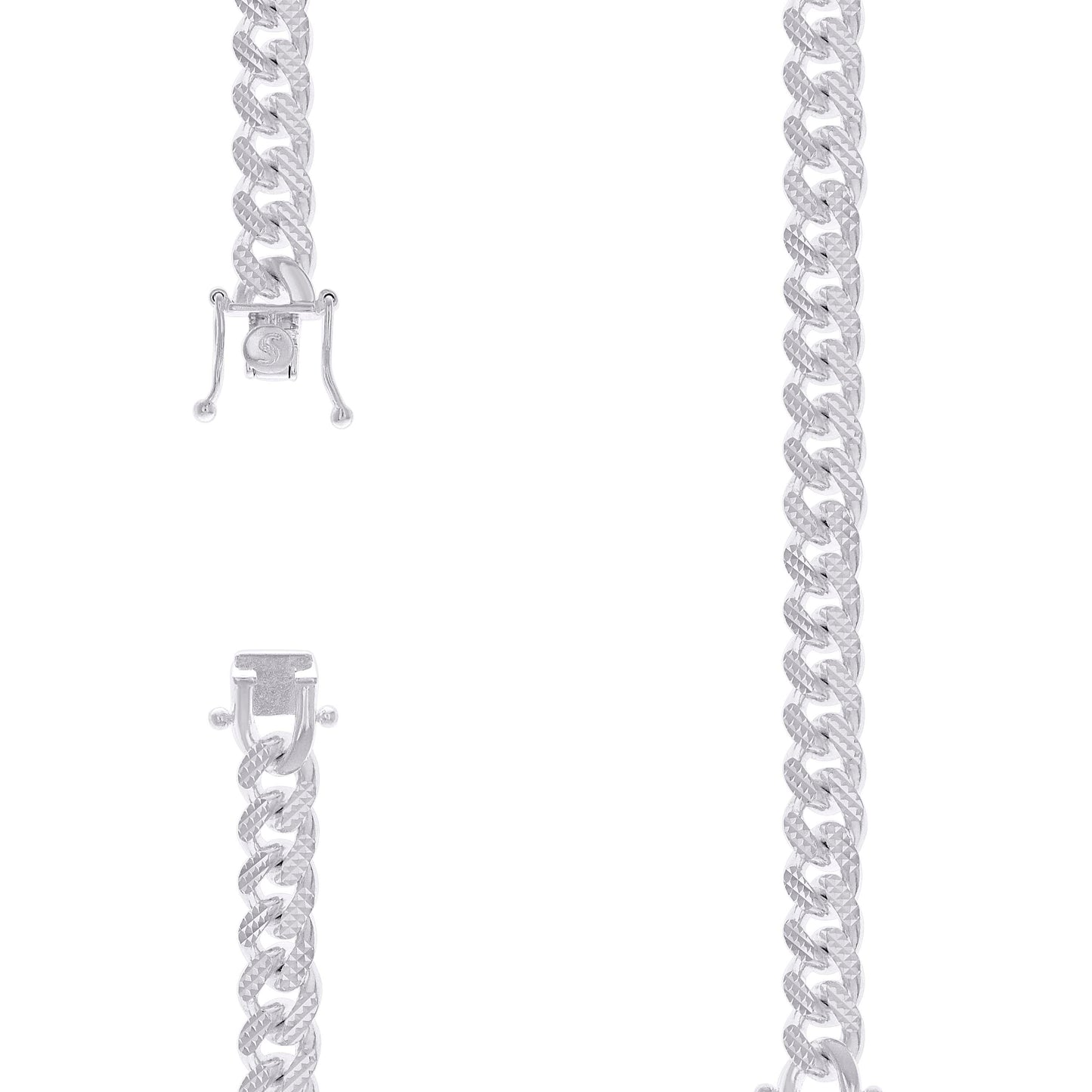 Sterling Silver Or Rhodium Plated Solid Miami Cuban Pyramid Chain