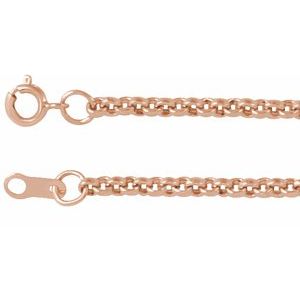 14K Rose Gold Rolo Chain, Length: 16 In, Width: 2 Mm