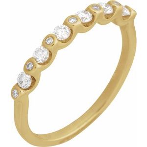 14K Yellow Gold Round 2.2 Mm Polished 1/3 Ctw Natural Diamond Anniversary Band Size 7