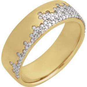 14K Yellow Gold Round .9 Mm Polished 1/10 Ctw Natural Diamond Accented Band Size 7