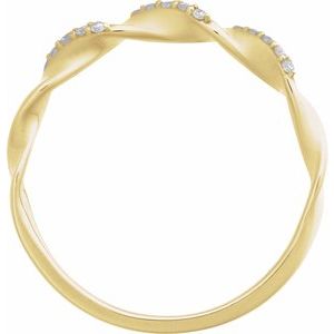 14K Yellow Gold Round 1.15 Mm Polished 0.08 Ctw Lab-Grown Diamond Spiral Anniversary Band Size 7