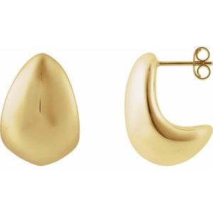 14K Yellow Gold 22.5 X 16 Mm Pair Friction Backs Included Polished Electroform Teardrop Earrings