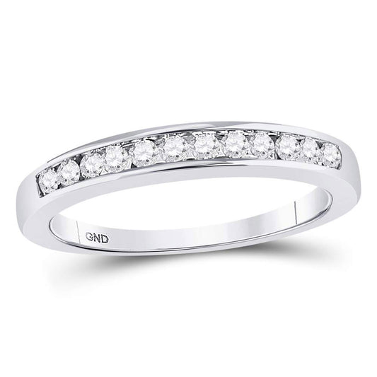 14K White Gold Womens Round Diamond Wedding Channel Set Band 1/4 Cttw, Womens Size: 5-10