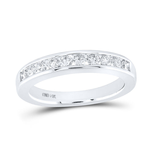 14K White Gold Womens Round Diamond Wedding Channel Set Band 1/2 Cttw, Womens Size: 5-10